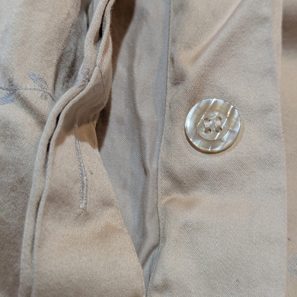 Chambers Luxury Italian Linens Embroidered King Duvet Gold Tan 100% Cotton Vines - Picture 6 of 8
